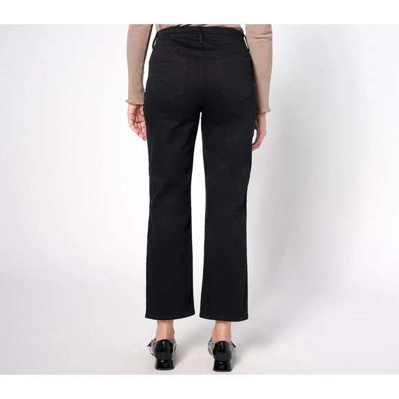NYDJ Bailey Relaxed Jeans 14 Stretch Black Straight Leg Lift Tuck Ankle Jeans - Picture 2 of 16